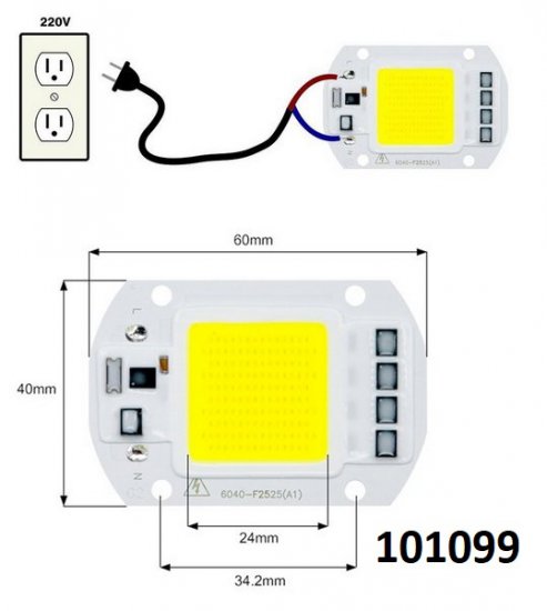 LED chip 50W napjen 230V svtlo tepl bl - Kliknutm na obrzek zavete