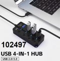 HUB 2.0 + 3.0 4 port monost ext. napjen 5V jack 3,5/1,35 mm