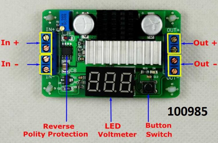 Mni step UP DC/DC z 3,5-30V na 4-35V 100W max., voltmetr LED - Kliknutm na obrzek zavete