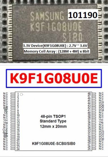 K9F1G08U0E nand flash memory 3,3V 1Gbit SAMSUNG - Kliknutm na obrzek zavete