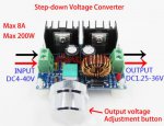 Mni step DOWN DC 4-40V na 1.25-36V 8A potenciometr zrueno