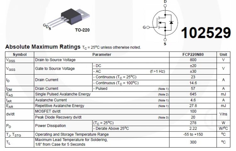MOSFET -N FCPF220N80 800V 23A 220mOhm - Kliknutm na obrzek zavete
