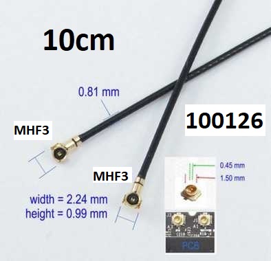 Pigtail MHF3 to MHF3 10cm kabel 0,81mm, max. 6GHz - Kliknutm na obrzek zavete