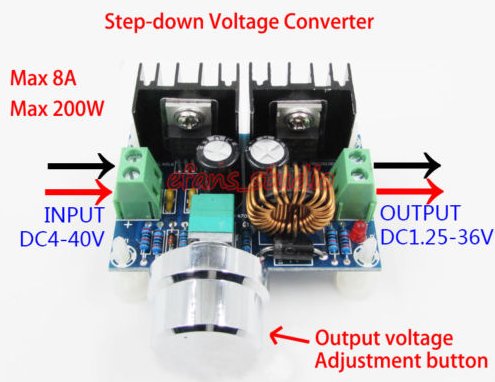 Mni step DOWN DC 4-40V na 1.25-36V 8A potenciometr zrueno - Kliknutm na obrzek zavete