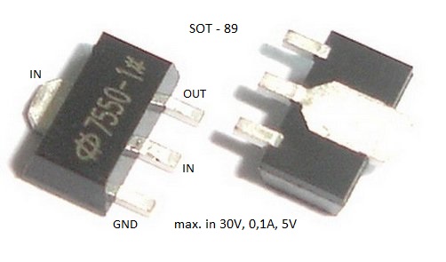 HT7550 stabiliztor SMD 5V / out 0,1A max. in 30V SOT-89 - Kliknutm na obrzek zavete