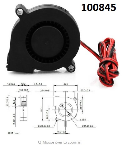 Ventiltor fan radiln 50mm 12V 0,1A pro 3D tiskrnu - Kliknutm na obrzek zavete