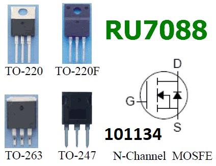 Tranzistor MOSFET-N RU7088 65V 88A TO-220 6mΩ - Kliknutm na obrzek zavete