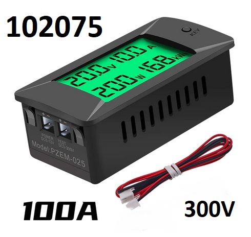 Panelov DC amprmetr voltmetr do 100A 300V W kWh - Kliknutm na obrzek zavete