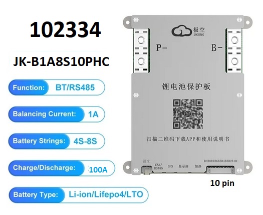 JK BMS 4S-8S 100A balancer 1A Lion Lifepo4 LTO Android Apple - Kliknutm na obrzek zavete