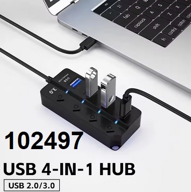 HUB 2.0 + 3.0 4 port monost ext. napjen 5V jack 3,5/1,35 mm - Kliknutm na obrzek zavete
