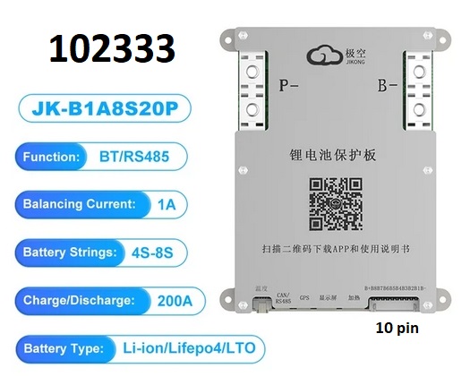 JK BMS 4S-8S 200A balancer 1A Lion Lifepo4 Android Apple - Kliknutm na obrzek zavete