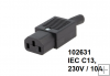 Konektor 230V / 10A IEC C13 samec male na kabel Konektor 230V / 10A IEC C13 samec male na kabel