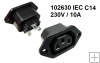 Konektor 230V / 10A IEC C14 samice na panel Konektor 230V / 10A IEC C14 samice na panel